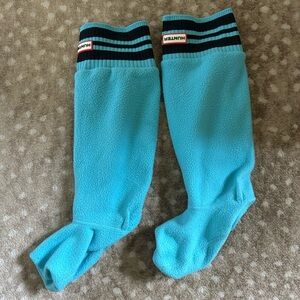 Hunter Sky blue & Black striped Sport Rib Boot Sock | M